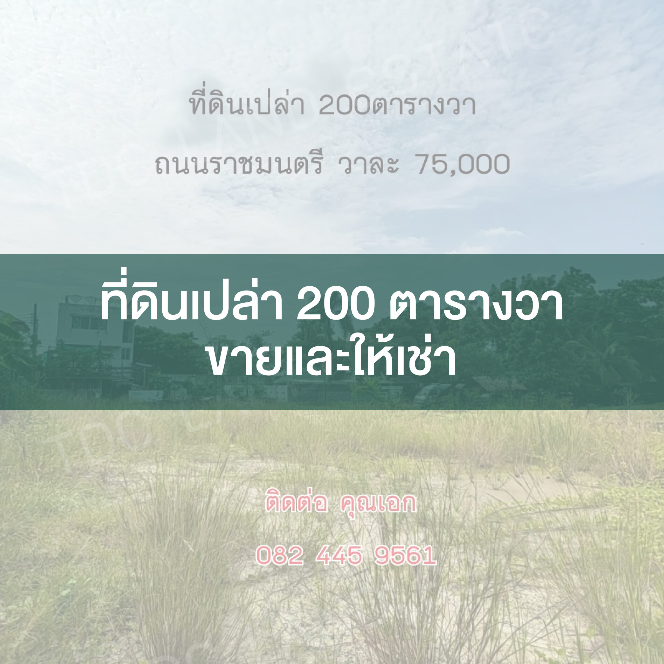 ที่ดินเปล่า 200 ตารางวา ขายและให้เช่า